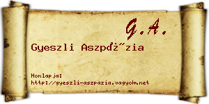Gyeszli Aszpázia névjegykártya
